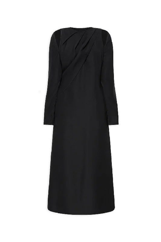 Mayes Straight Round Neck Crepe Midi Dress