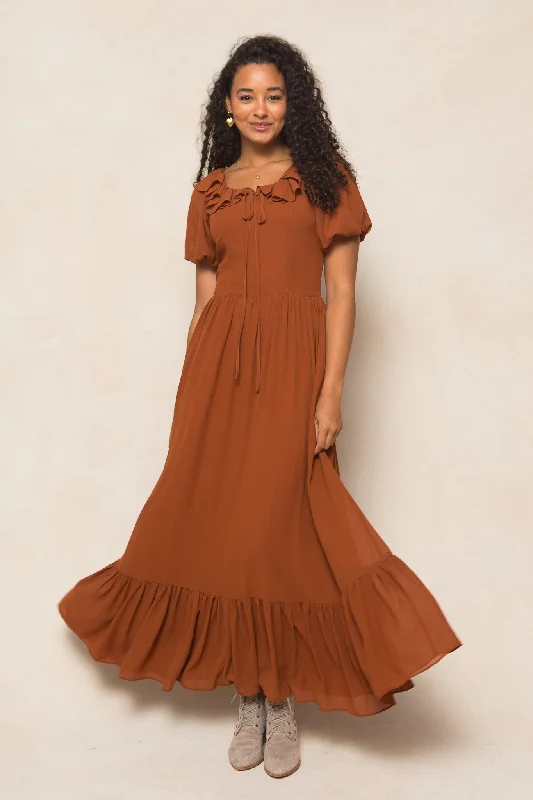 Billie Dress in Amber Chiffon