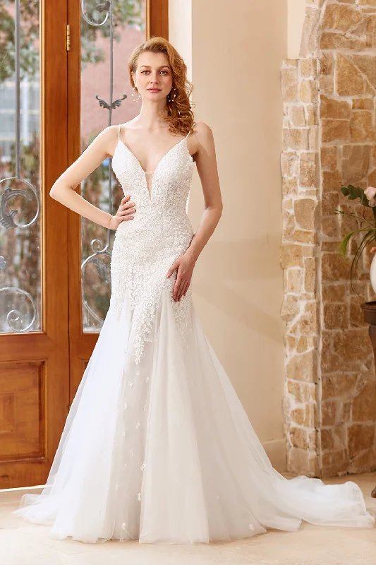 Mermaid Chruch Sweep Train Wedding Dress