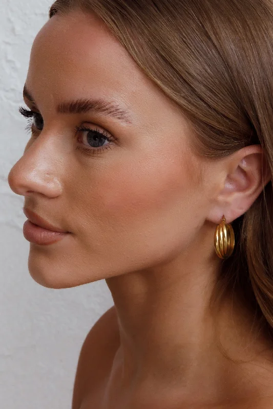 Mona Triple Hoop Earrings Gold