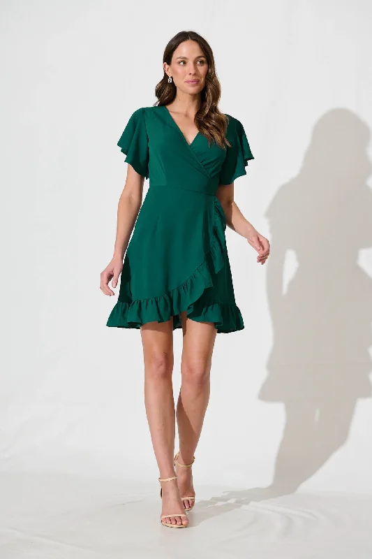 Relic Wrap Dress In Emerald