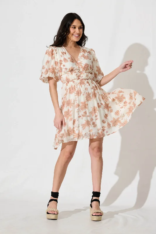 Sabalana Dress in Cream with Coffee Floral