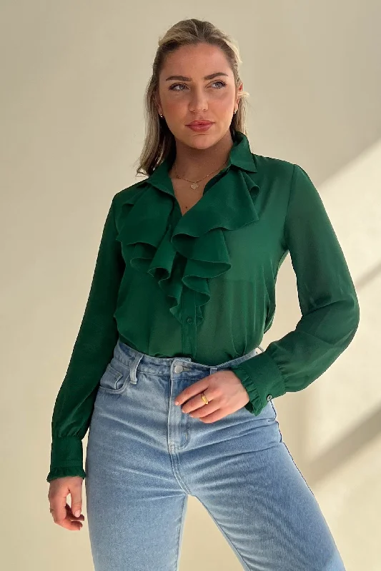 Shana Green Frill Detail Blouse