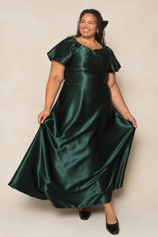 Tessie Dress in Emerald Satin