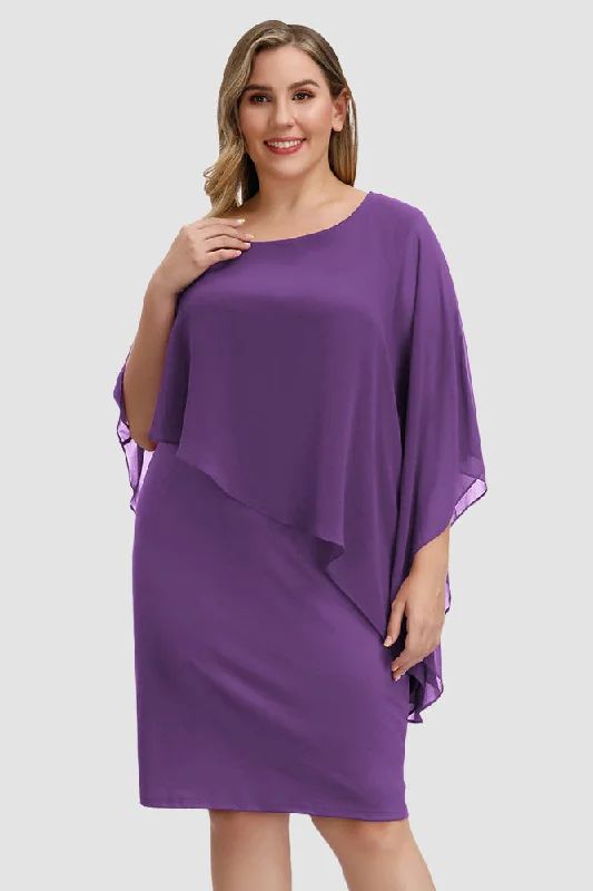 Chiffon Capelet Decorated Pencil Dress