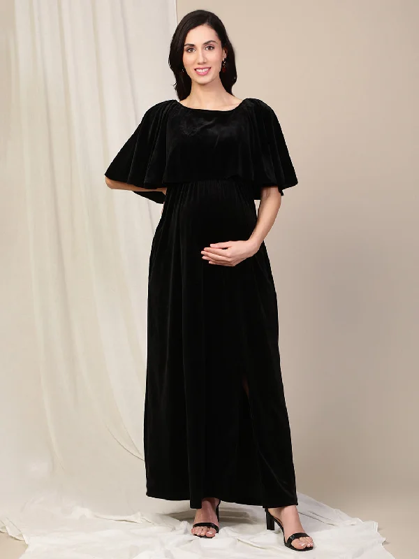 Black Velvet Maternity Dress