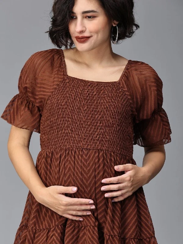 Endless Espresso Tiered Maternity Dress