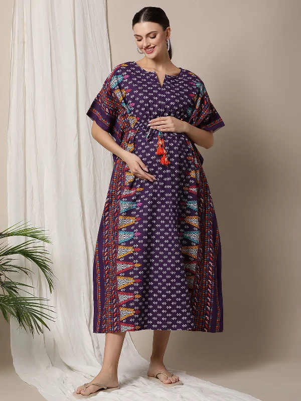 Border Print Maternity Kaftan