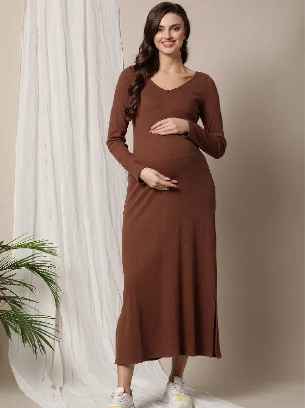 Maternity Ribbed Knit Maxi Dress