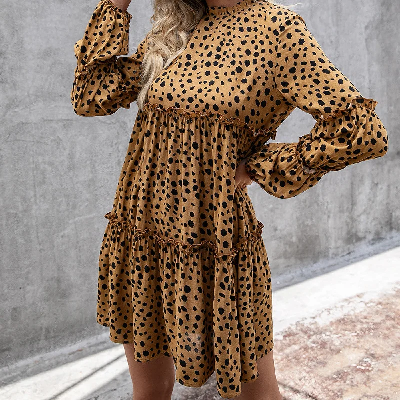 Spotted Long-sleeved Dress