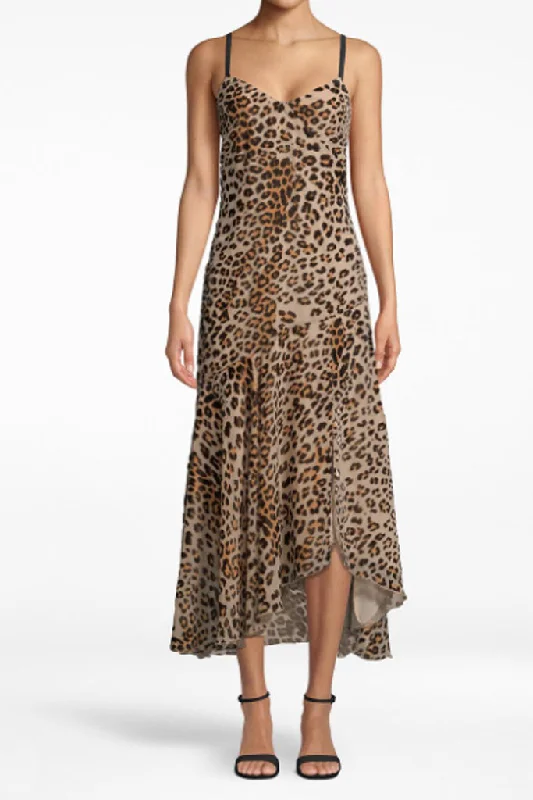 Nicole Miller-Leopard Burnout Slip Dress