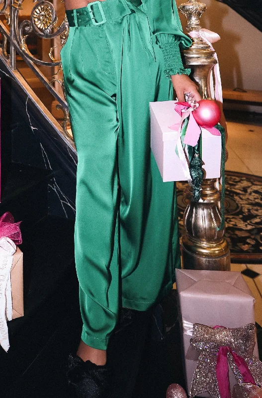 Zendaya Pants in Emerald Satin